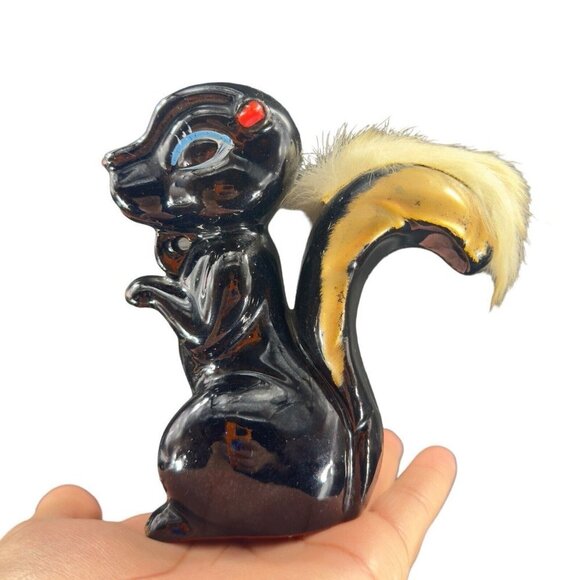 Vintage Red Ware Pottery Skunk Squirrel Figurine Hand Painted Japanese Figure - Picture 8 of 16
